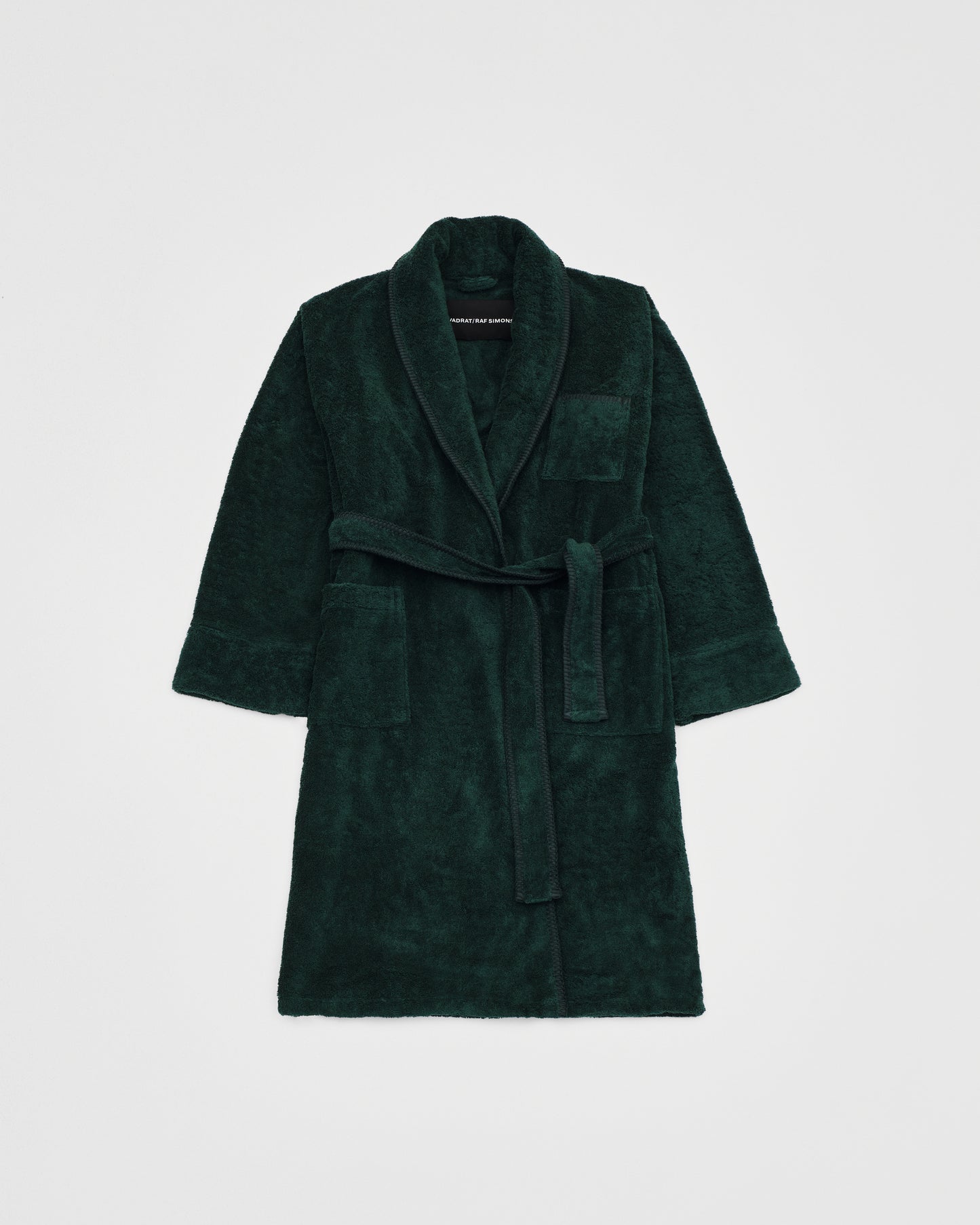 kvadrat raf simons dark green whipstitch bathrobe
