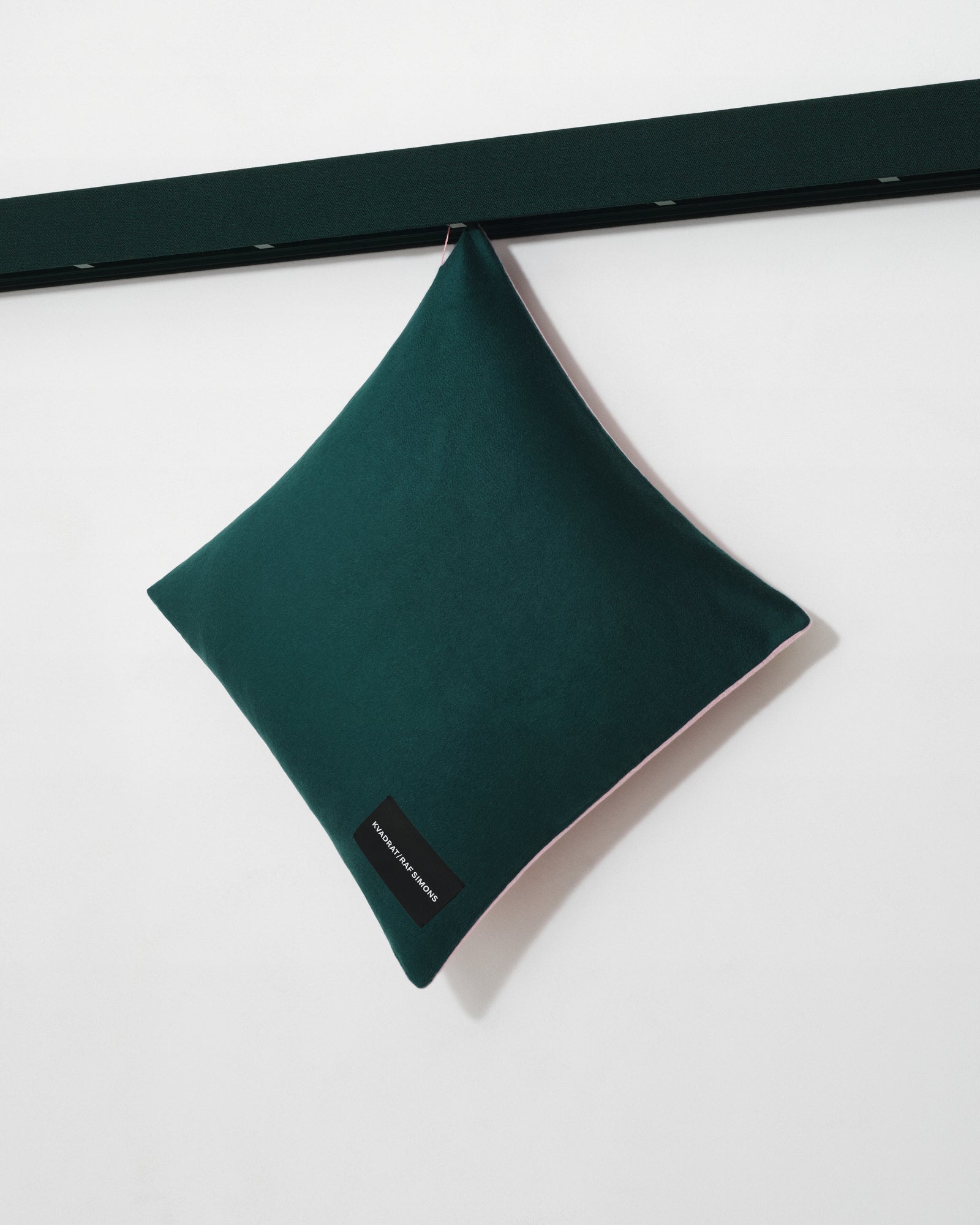 kvadrat raf simons double face cashmere cushion dark green pink