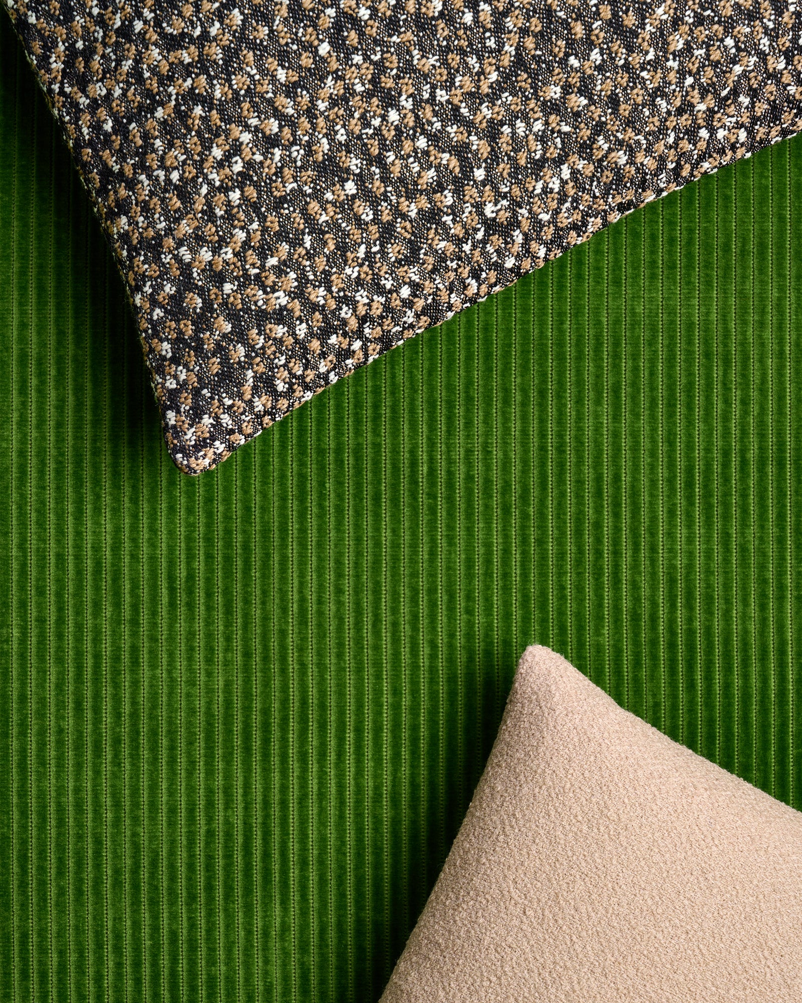 Kvadrat Raf Simons Cushions Saxion Sand, Ria Brown and Phlox Green. 