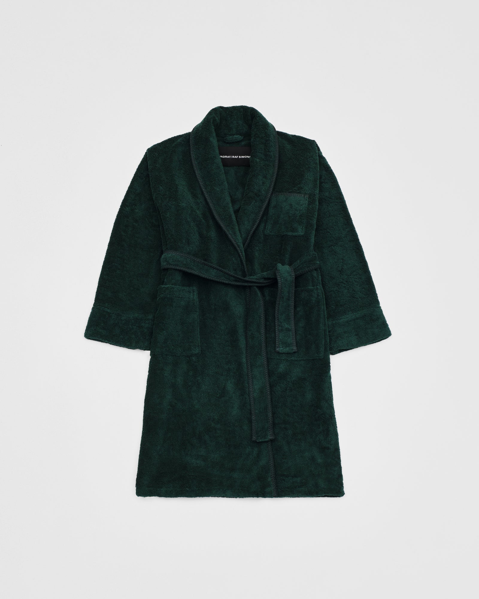 kvadrat raf simons dark green whipstitch bathrobe