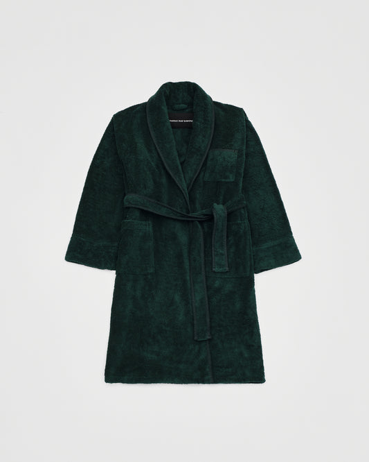 kvadrat raf simons dark green whipstitch bathrobe