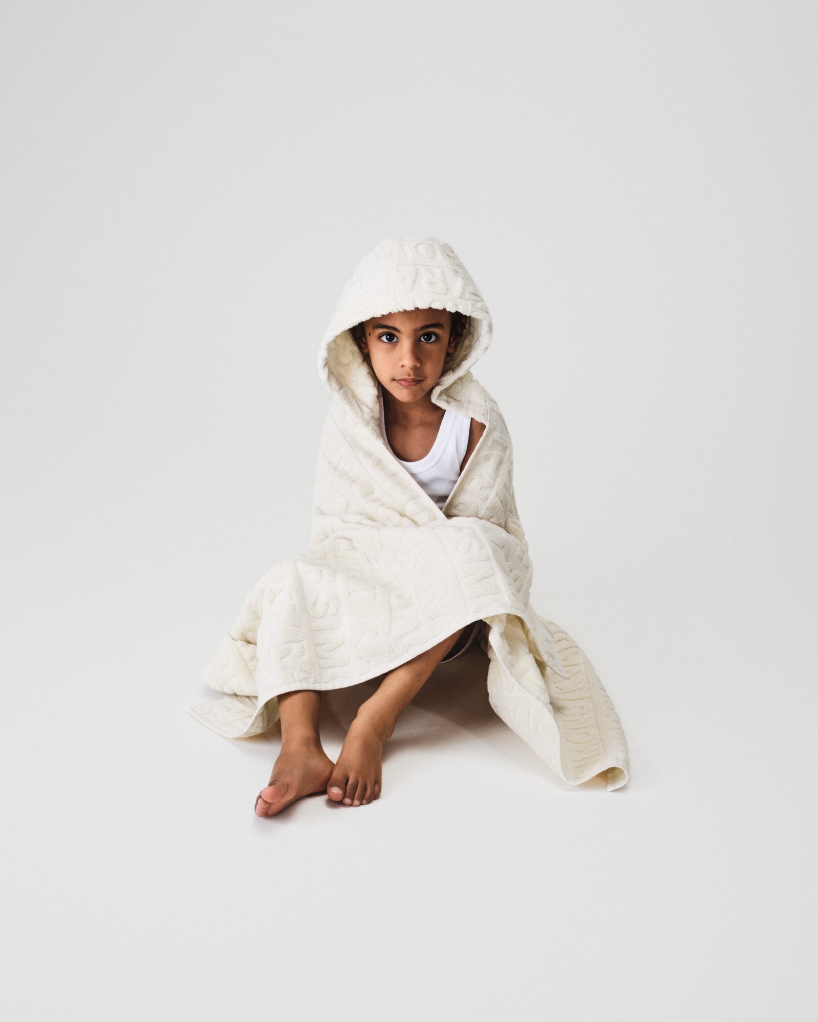Cotton Jacquard Hooded Towel | Off White