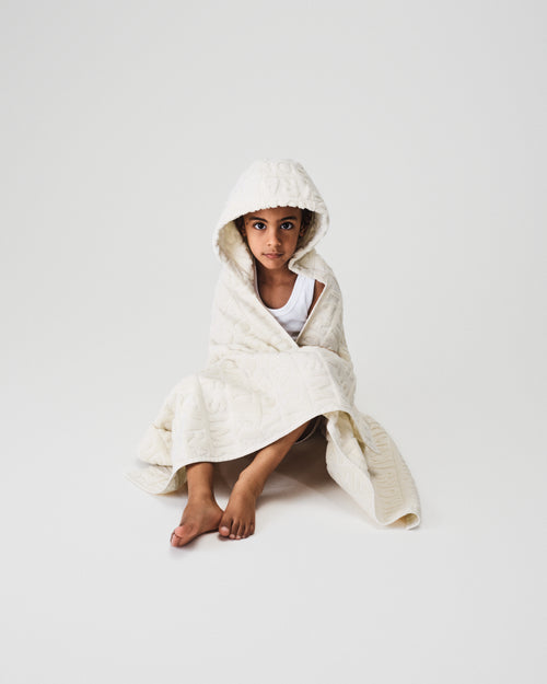 Cotton Jacquard Hooded Towel | Off White
