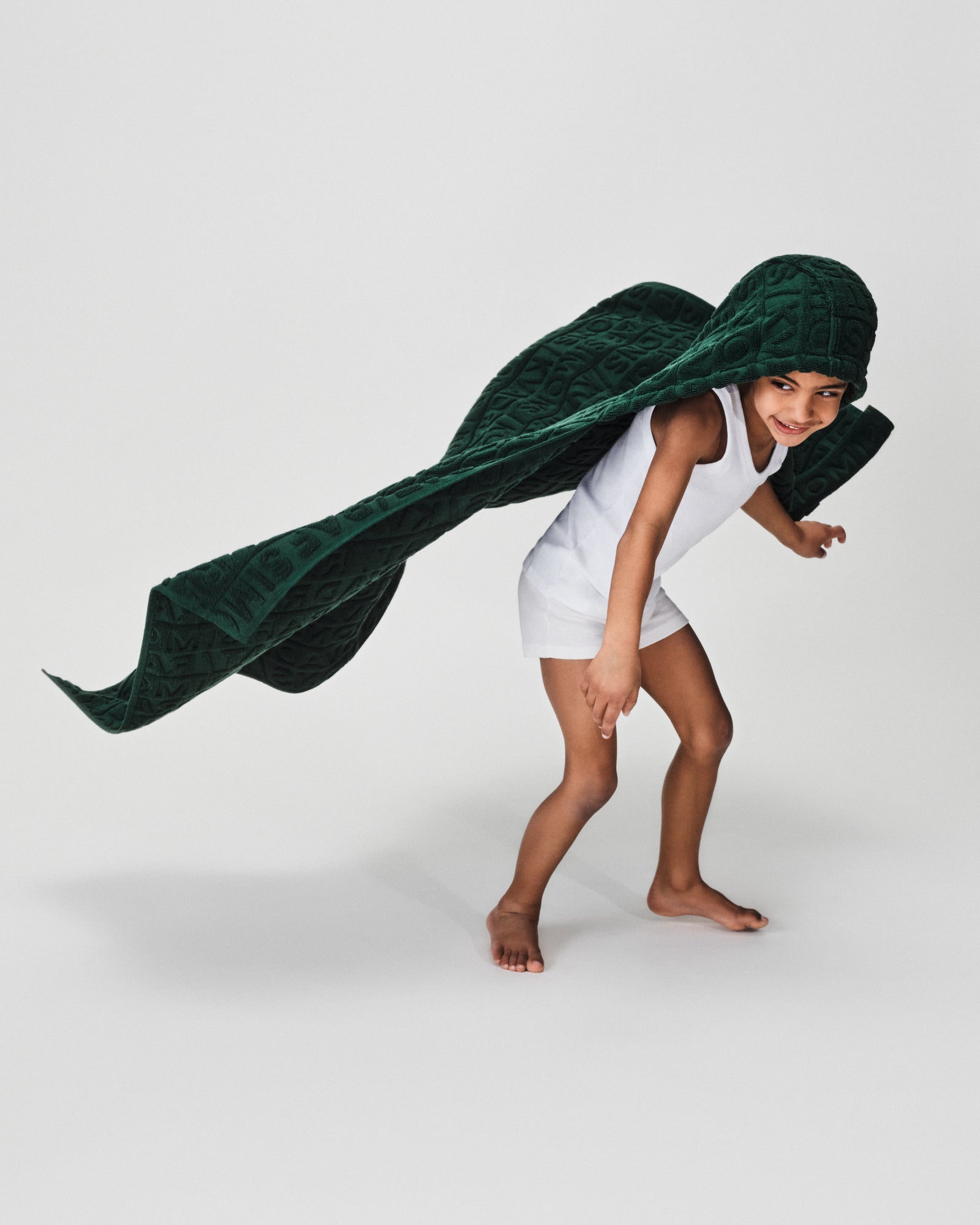 Cotton Jacquard Hooded Towel | Dark Green