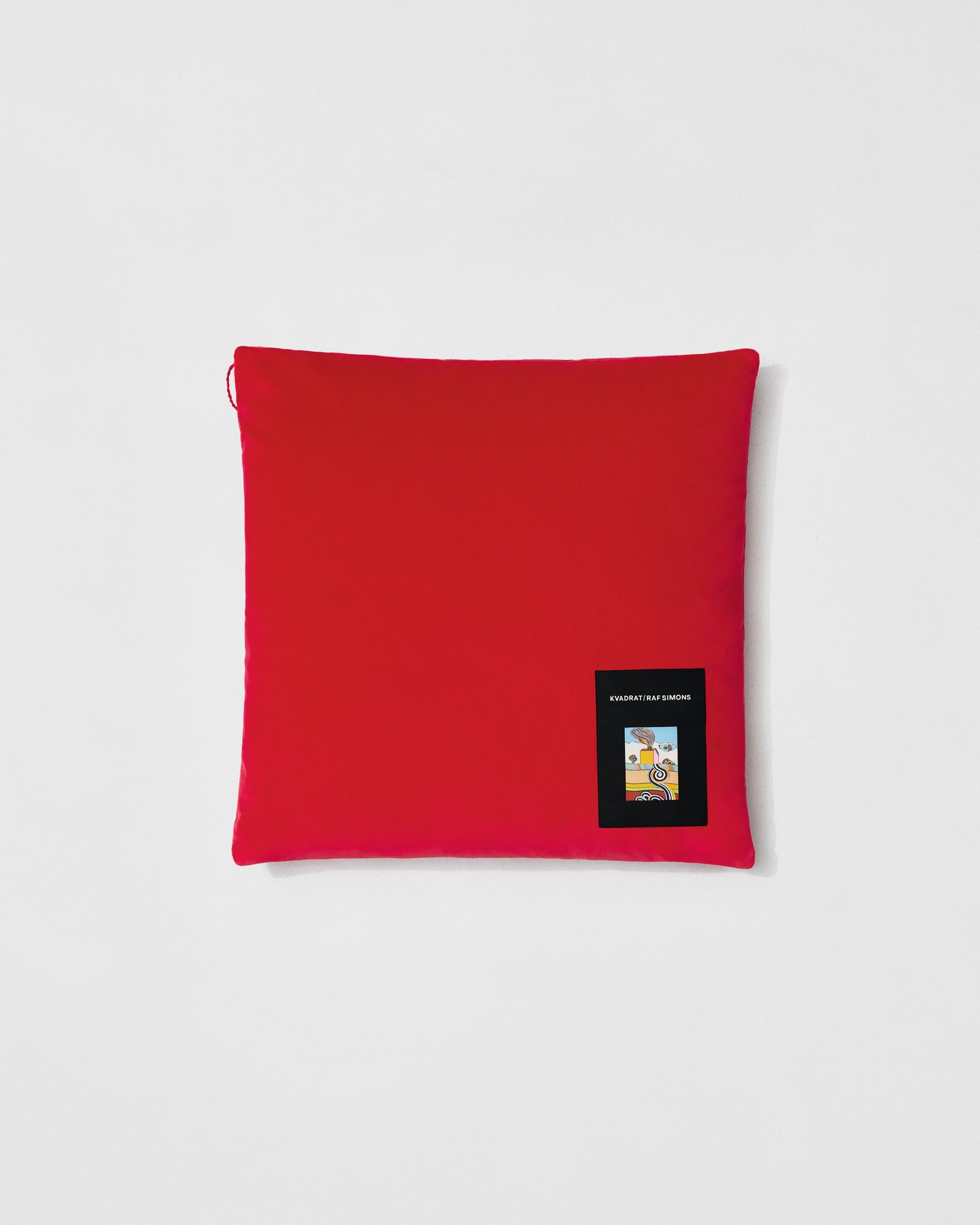 Kvadrat Raf Simons Kids Collection Asator Velvet Cushion in Vermillion Red. 