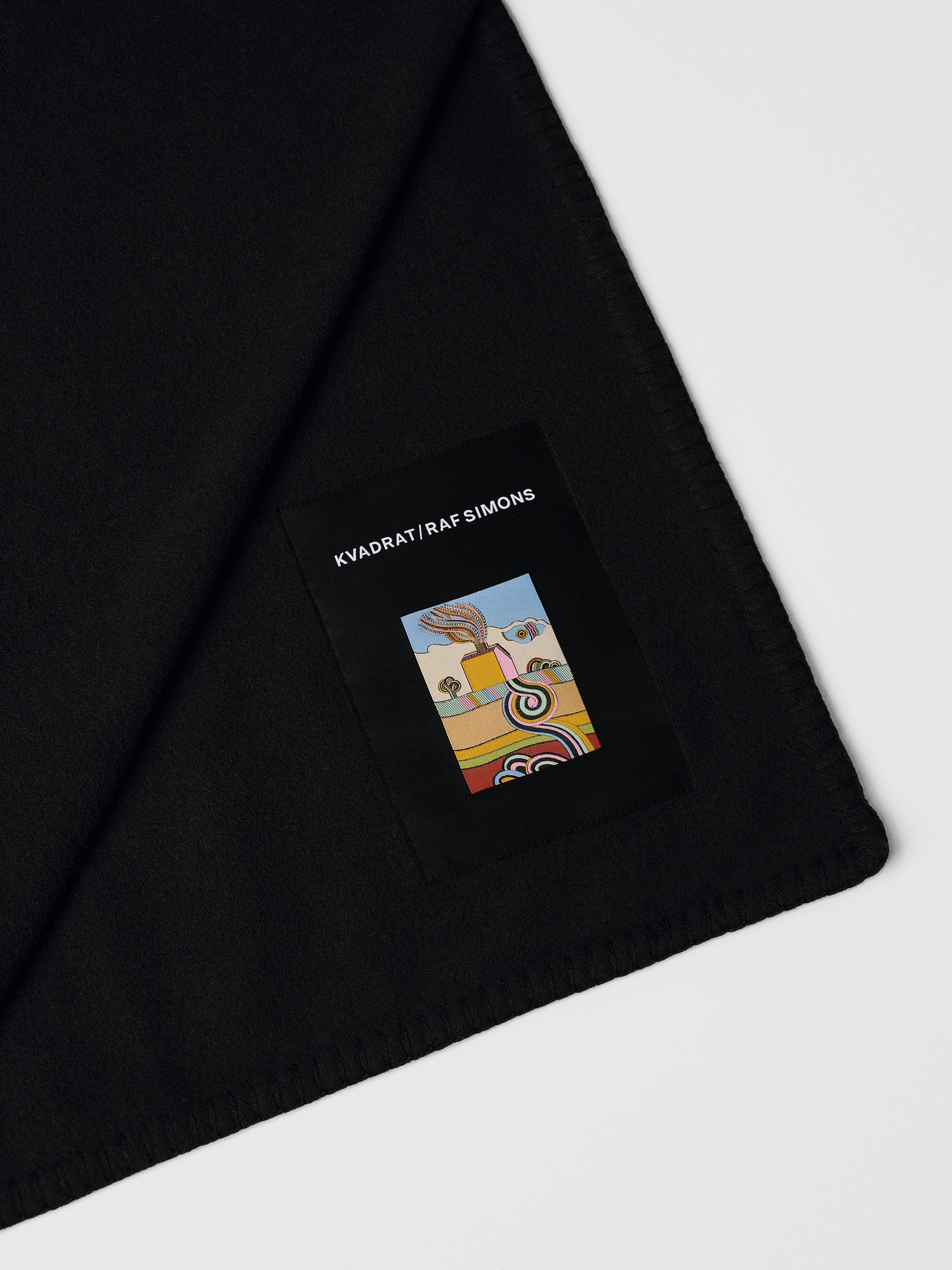 Kvadrat Raf Simons Kids Collection Wool Whipstitch Blanket in Raven Black