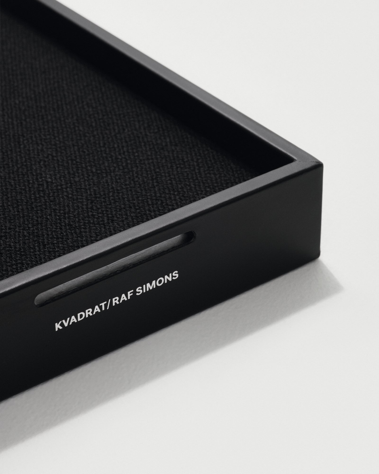 Kvadrat Raf Simons Leather Mirror Tray in Black. Detail image