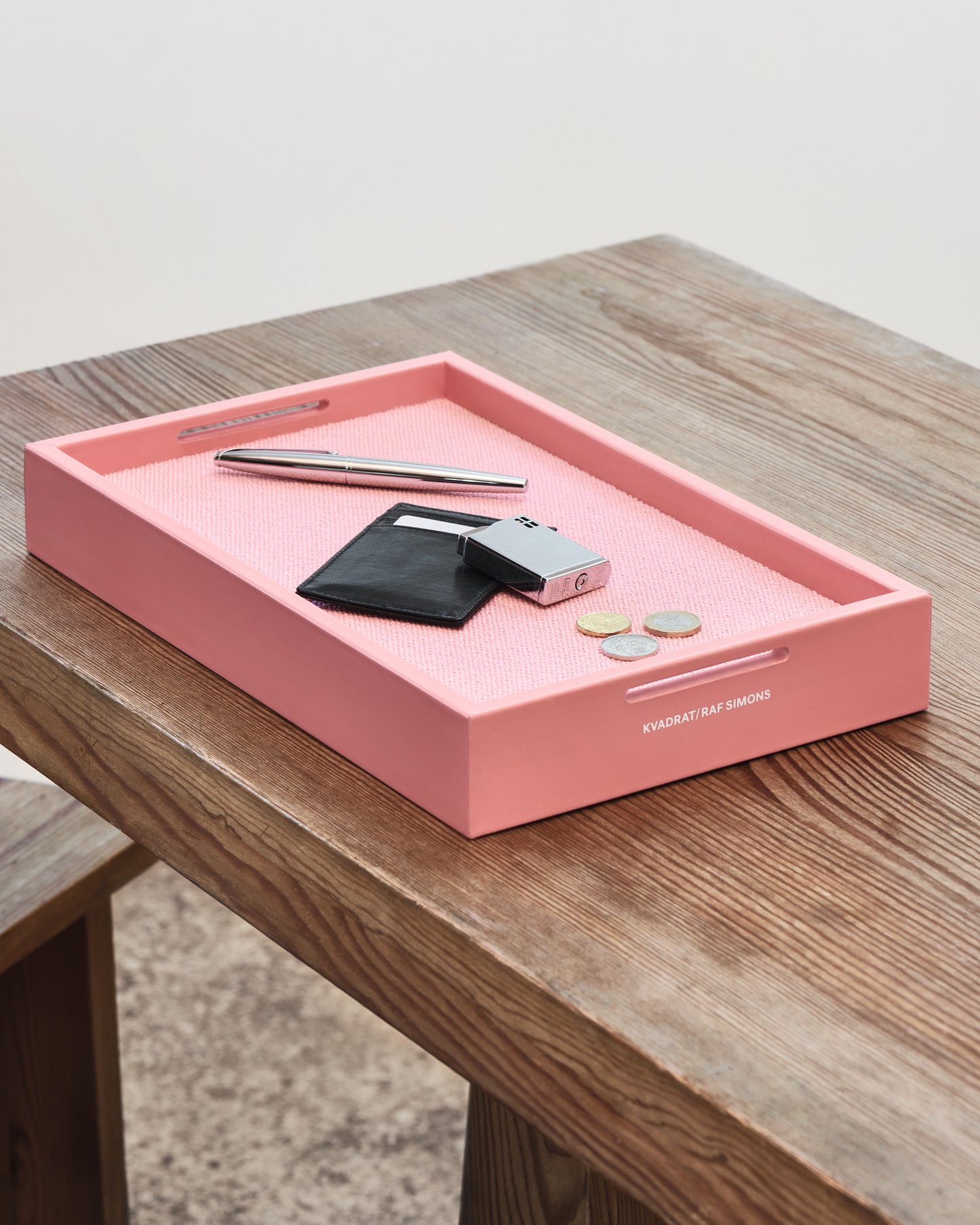 Kvadrat Raf Simons Leather Mirror Tray in Pink