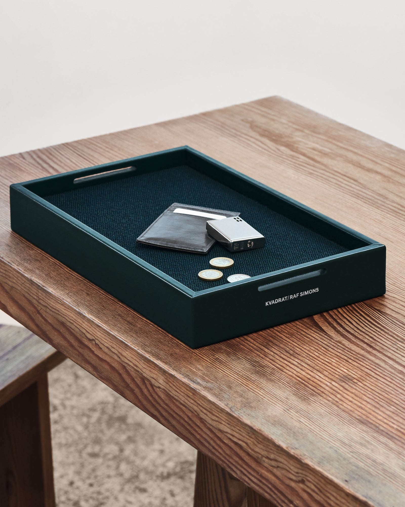 Kvadrat Raf Simons Leather Mirror Tray in Dark Green